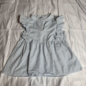 Women's LaRoque Blue White Striped Ruffle Blouse L